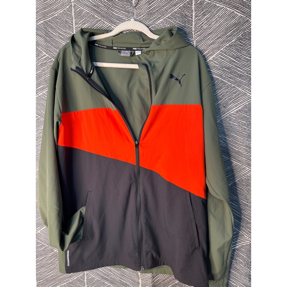 Puma Training Raincell Jacket Full Zip Hoodie Oli… - image 3